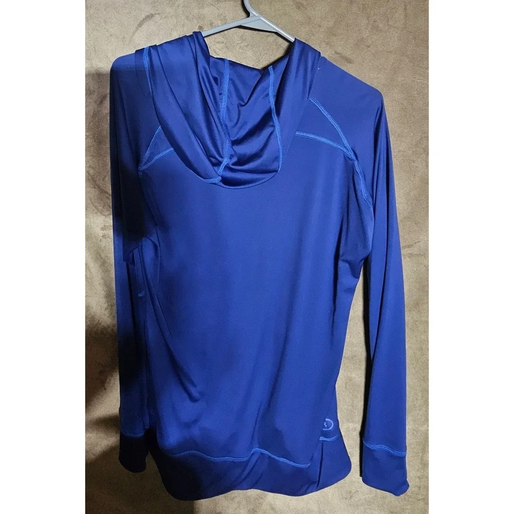 Under Armour HeatGear Green Hoodie Womens XL Royal Blue Semi-Fitted Activewear - Picture 2 of 7